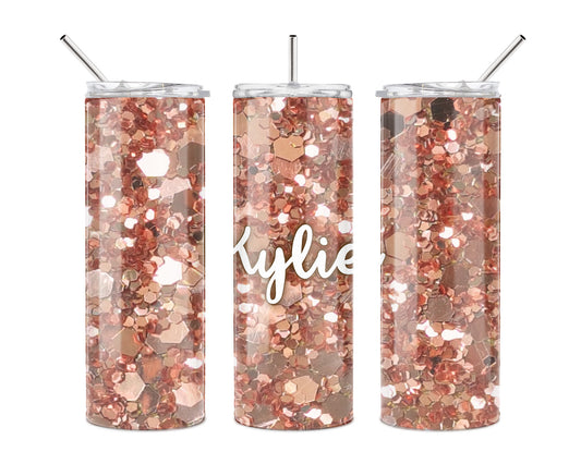 20 Oz Skinny Tumbler - Custom Glitter Stainless Steel Double Wall Insulated Cup