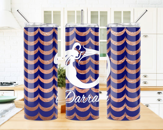 20 Oz Skinny Tumbler – Personalized Mermaid Design | Vacuum Insulated Drink Container