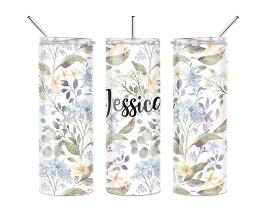 20 oz Skinny Tumbler – Personalized Stainless Steel Drinkware with Forest Fauna Design