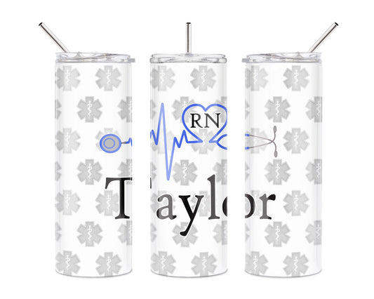 Caduceus Pattern EKG Stethoscope (11 Colors) 20 oz Skinny Tumbler