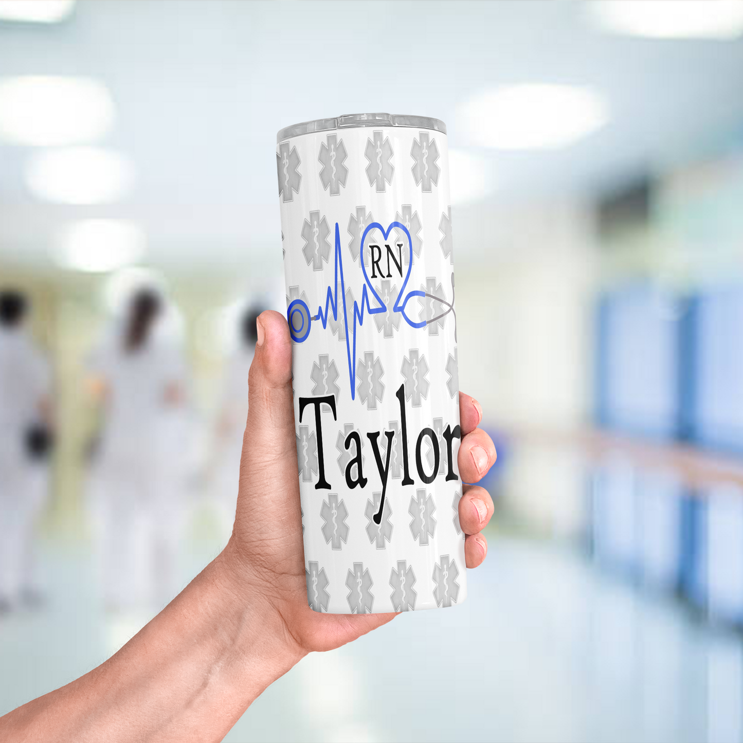 Caduceus Pattern EKG Stethoscope (11 Colors) 20 oz Skinny Tumbler