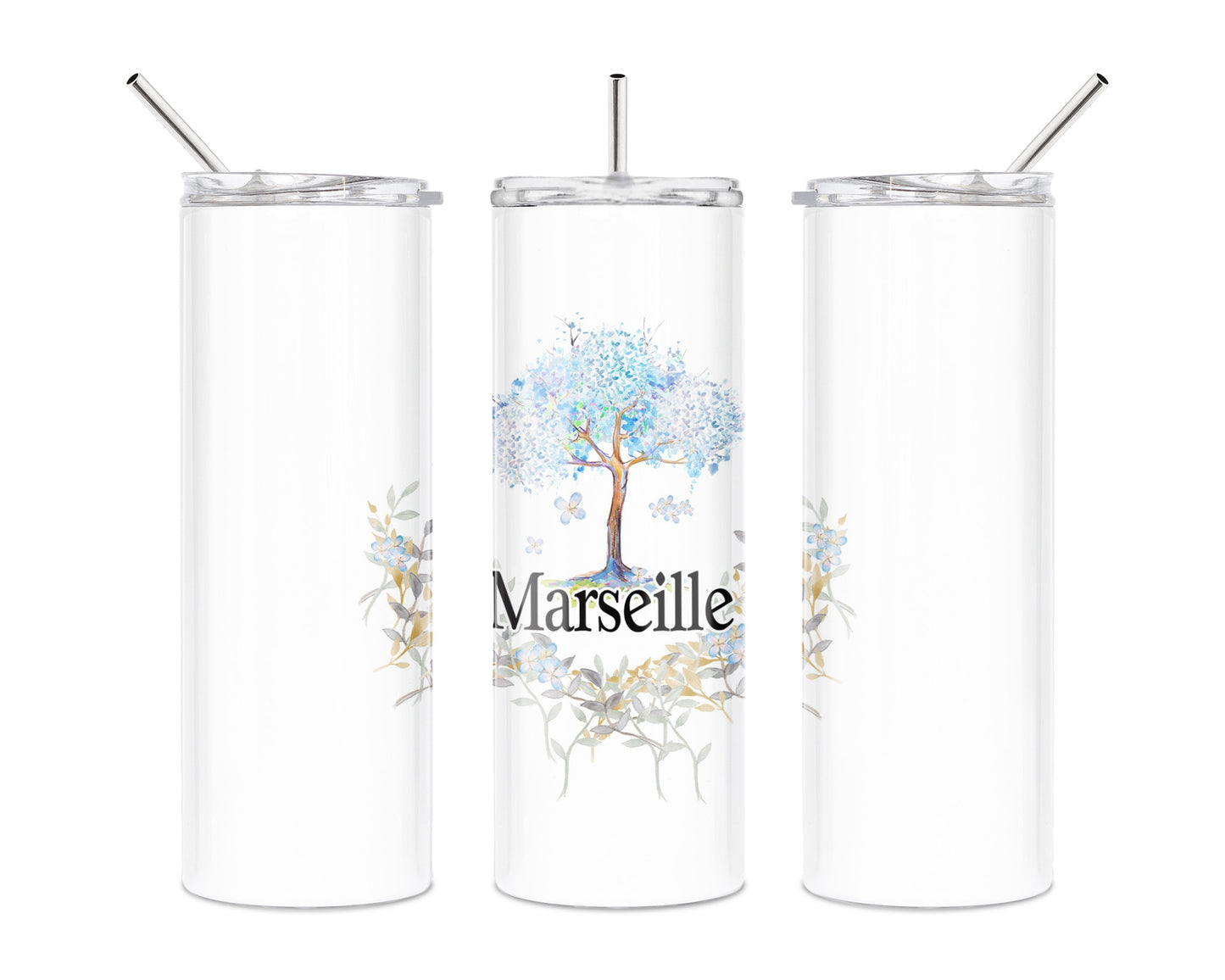 Blue Flowering Tree 20 oz Skinny Tumbler