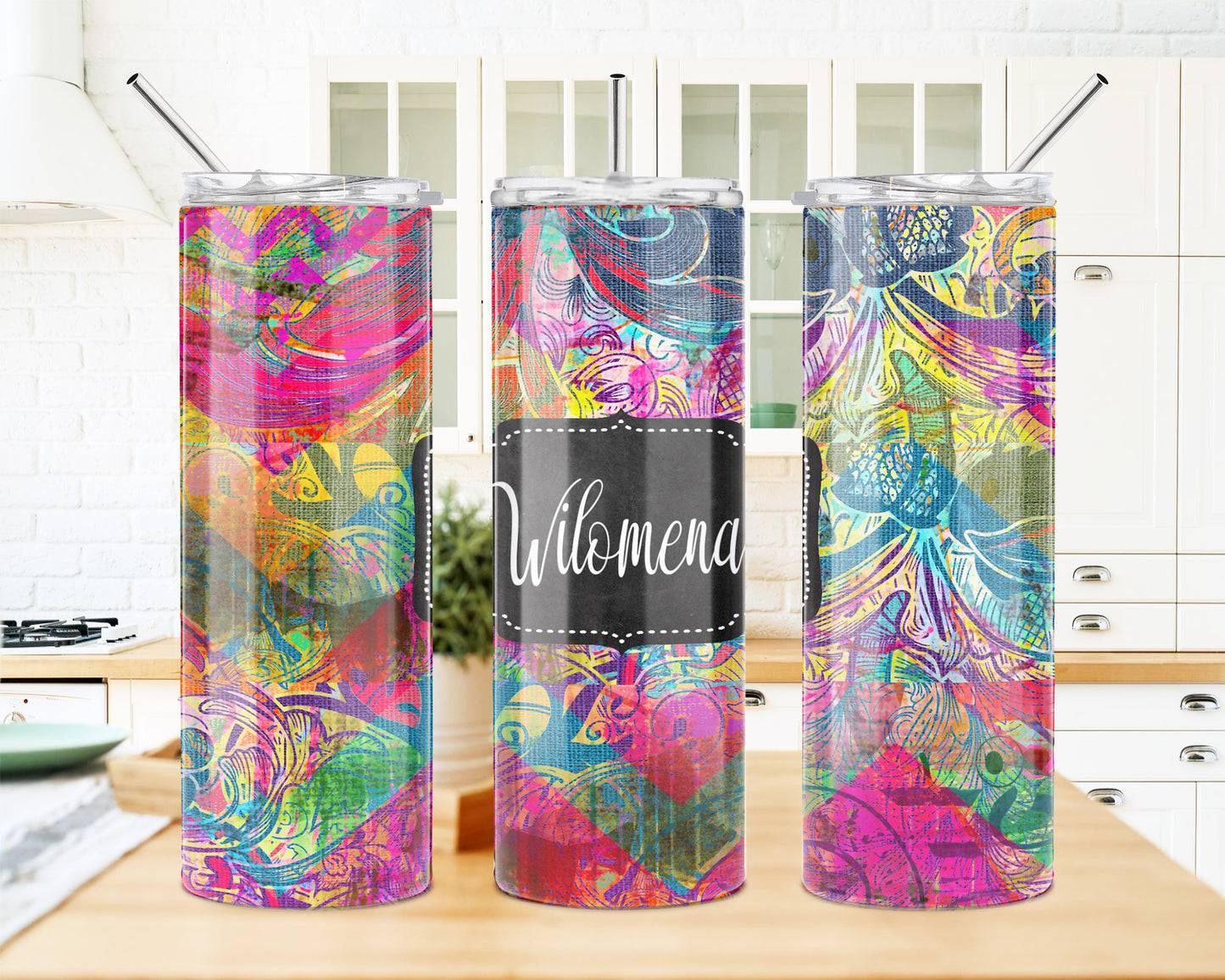 Colorful Retro Print 20 oz Skinny Tumbler