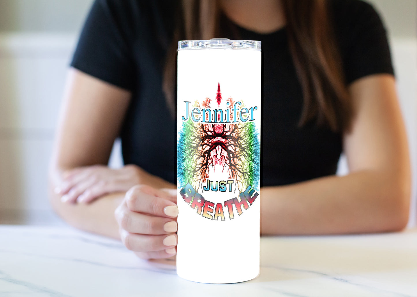 Just Breathe Lungs 20 oz Skinny Tumbler