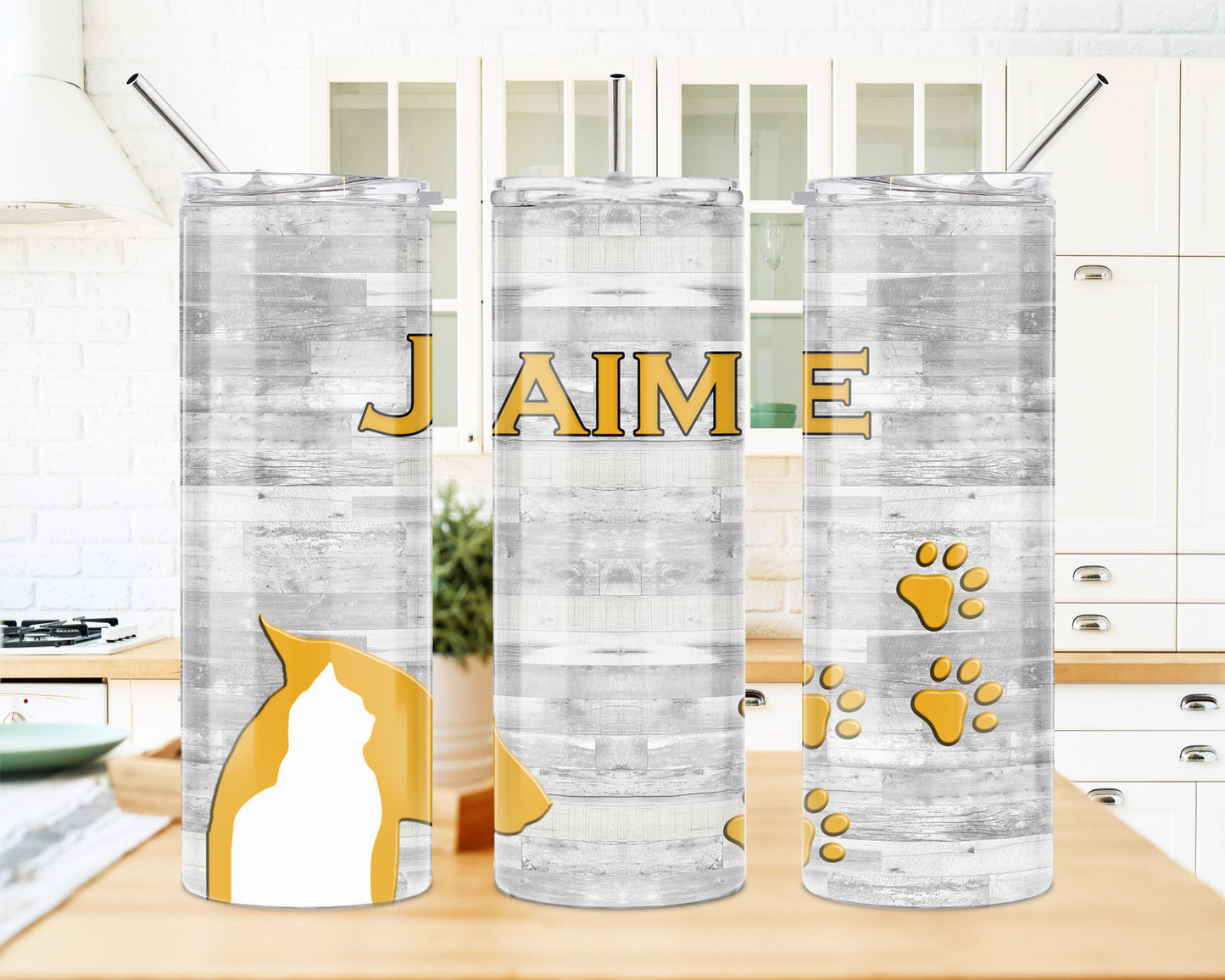 Cat Dog Paws 20 oz Skinny Tumbler