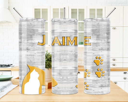 20 Oz Skinny Tumbler – Personalized Tumblers With Custom Dog Paw Design