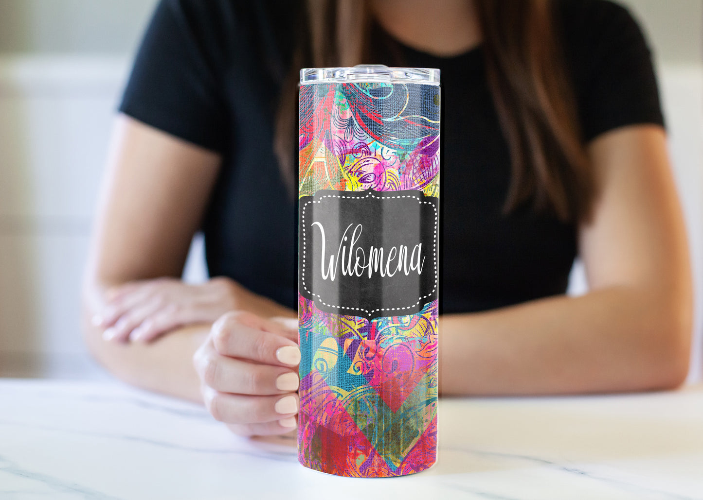 Colorful Retro Print 20 oz Skinny Tumbler