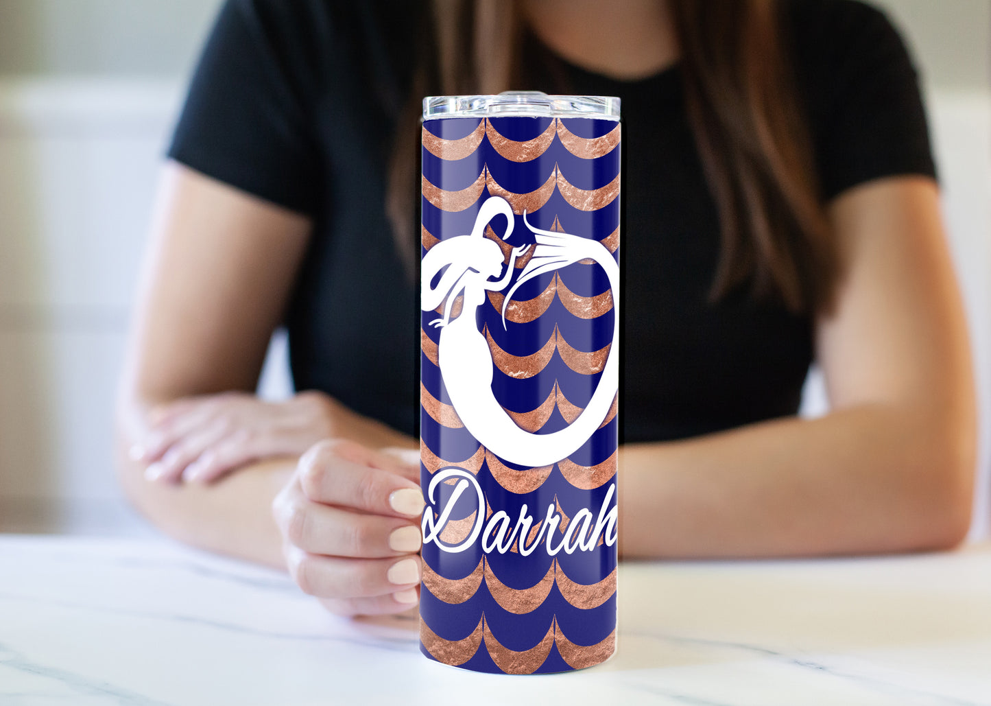 Mermaid on Waves 20 oz Skinny Tumbler