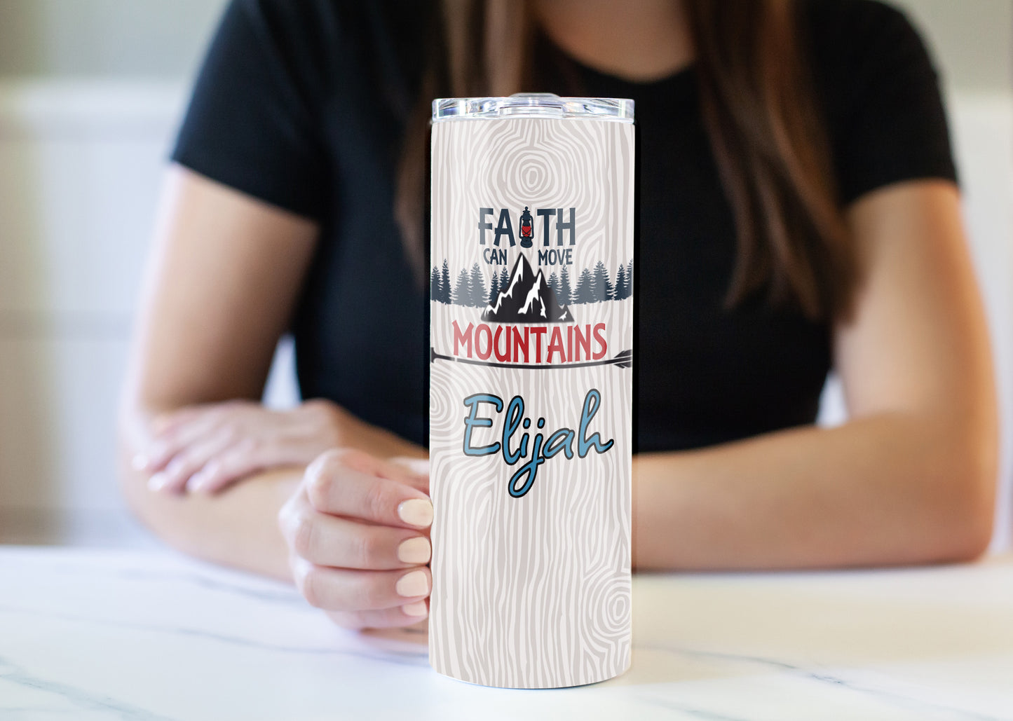 Faith Can Move Mountains 20 oz Skinny Tumbler