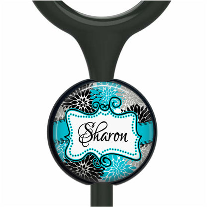 Personalized Stethoscope Name Tag – Custom Floral Stethoscope Tube ID Tag 007