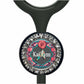 A personalized nameplate with a colorful design and rhinestones around the edge.