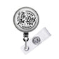 A badge holder with a circular design featuring a skeleton and the text "The Day You Deserve".