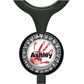 A black stethoscope with a personalized nameplate featuring a red handprint and the name "Ashley" written in black.