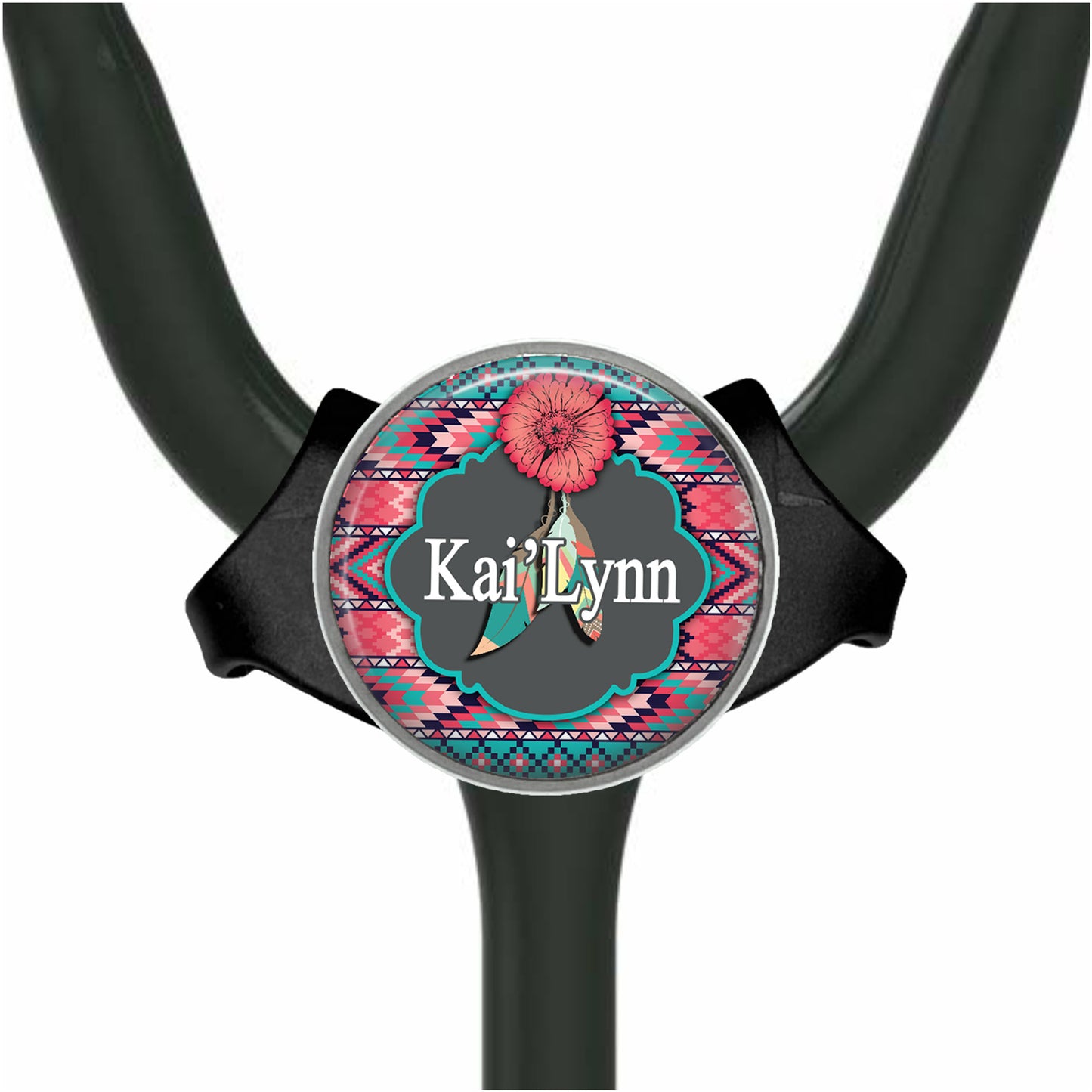 Southwest Pattern Yoke Stethoscope Id Name Tag Personalized