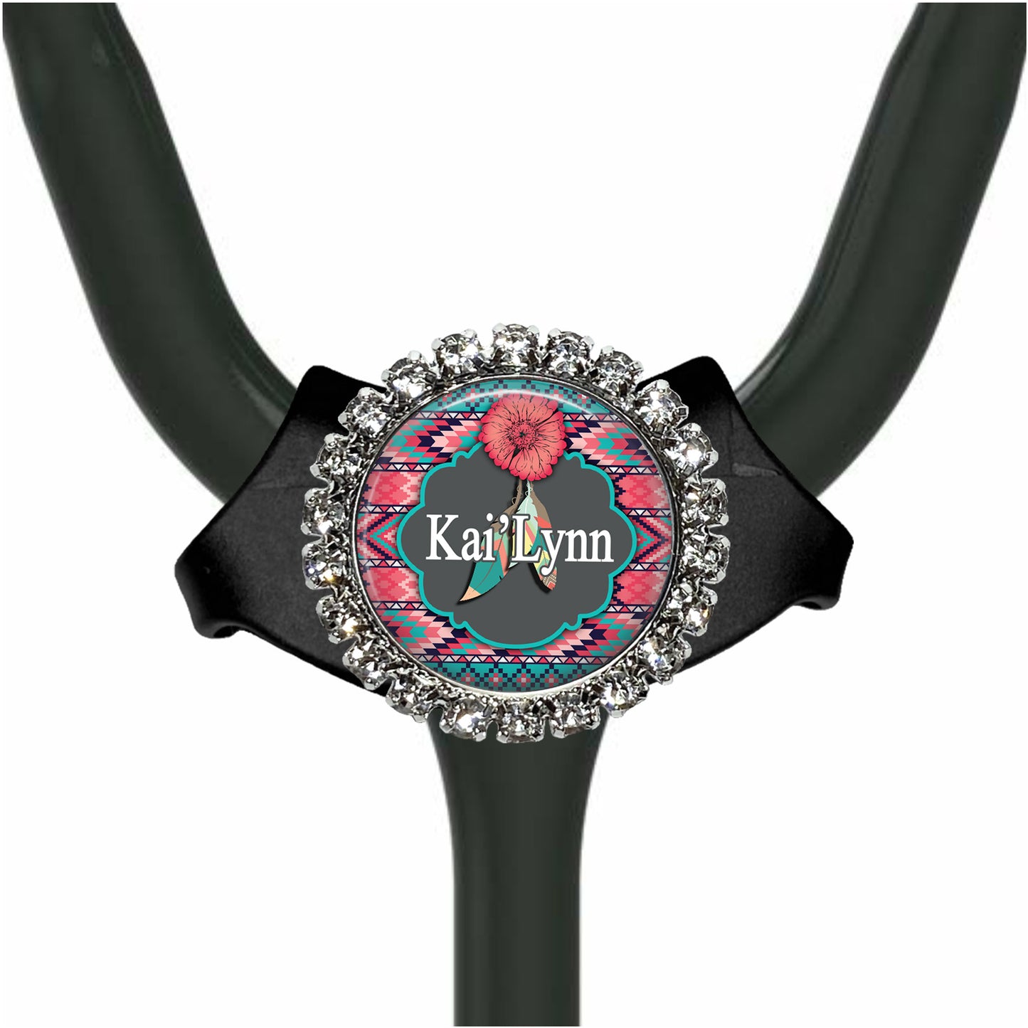 Southwest Pattern Yoke Stethoscope Id Name Tag Personalized