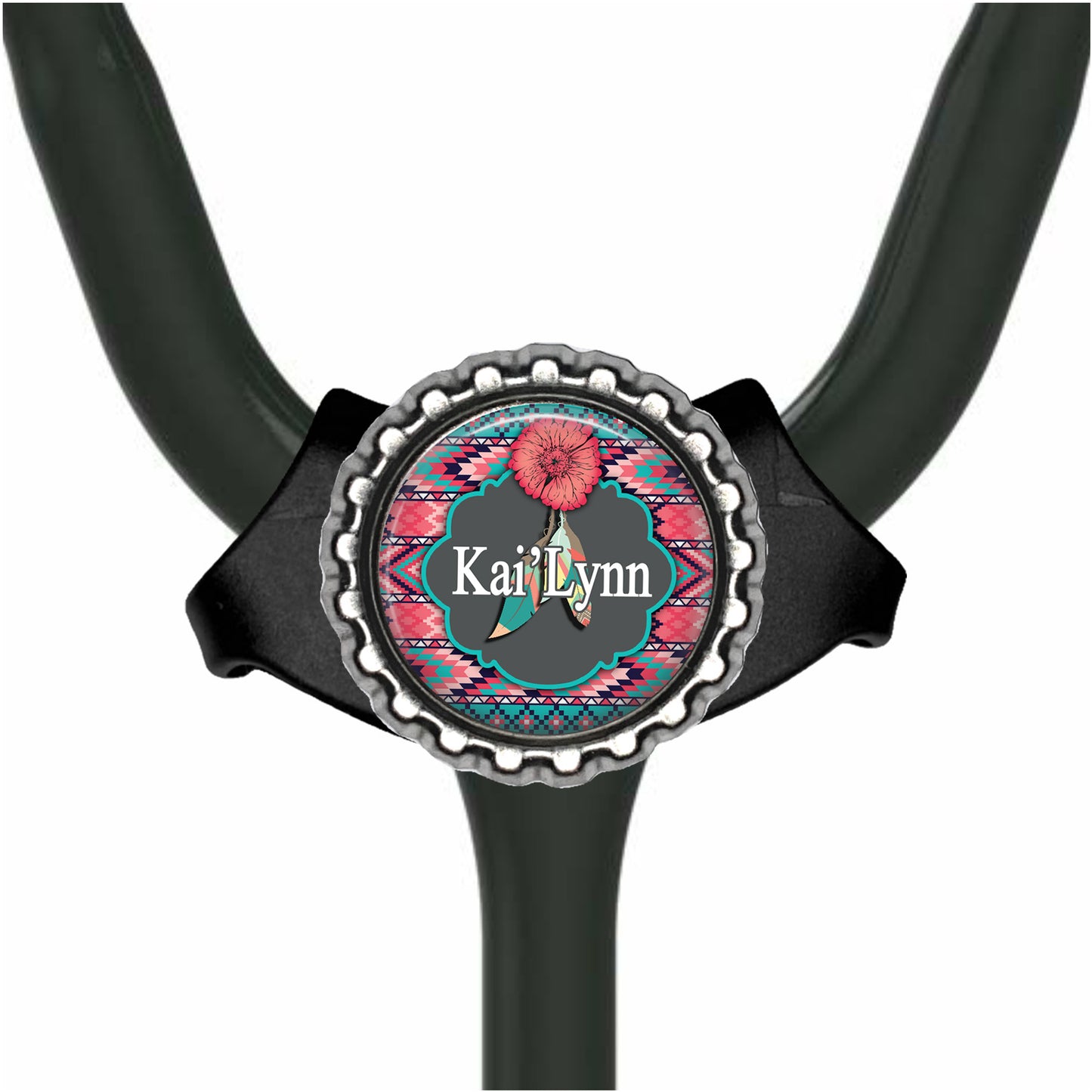 Southwest Pattern Yoke Stethoscope Id Name Tag Personalized