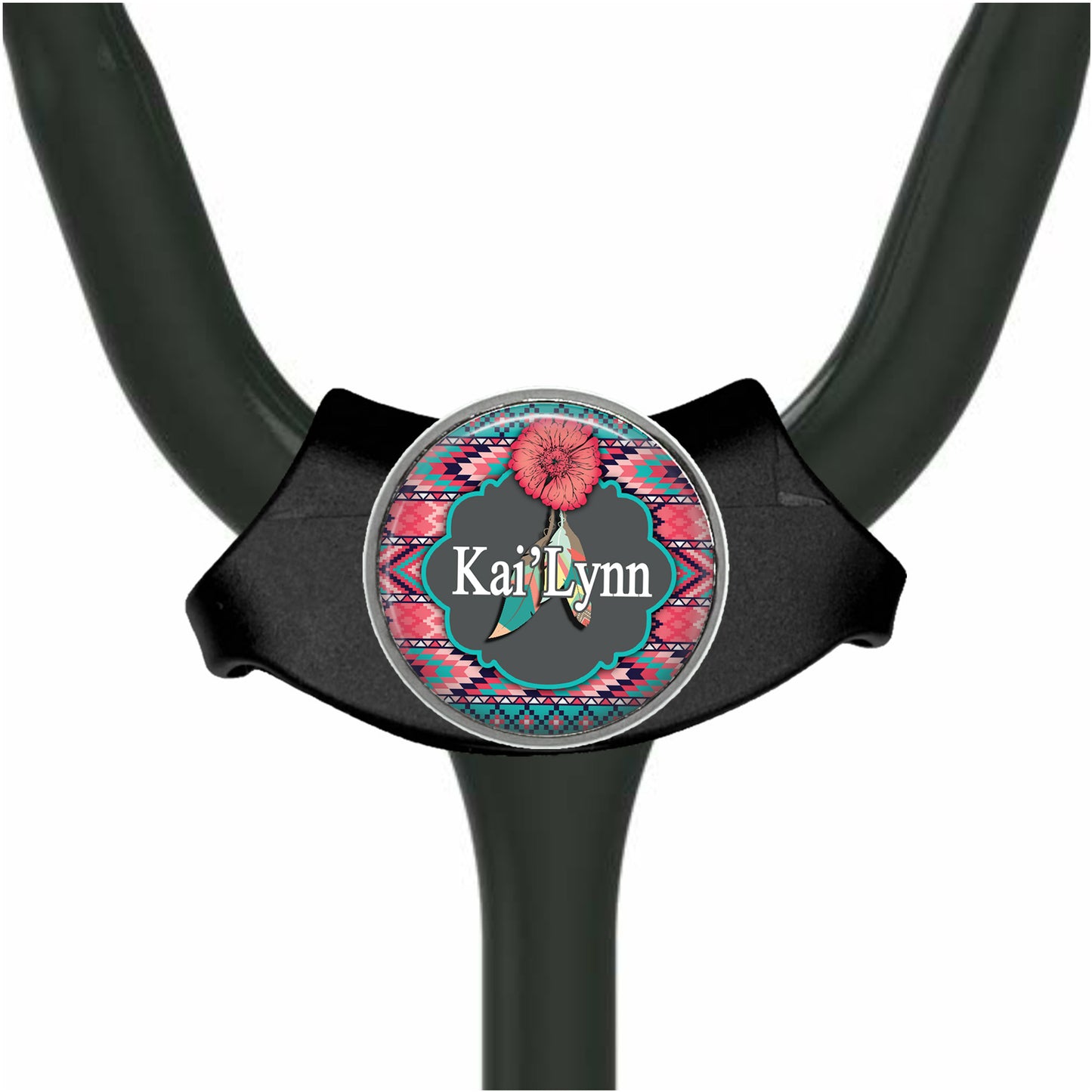 Southwest Pattern Yoke Stethoscope Id Name Tag Personalized