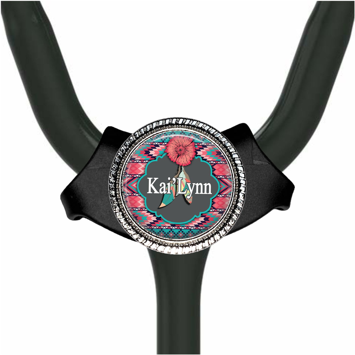 Southwest Pattern Yoke Stethoscope Id Name Tag Personalized