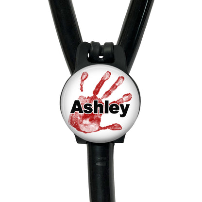 Stethoscope Id Tag - Personalized Custom Nameplate, Emergency Handprint Design - 054