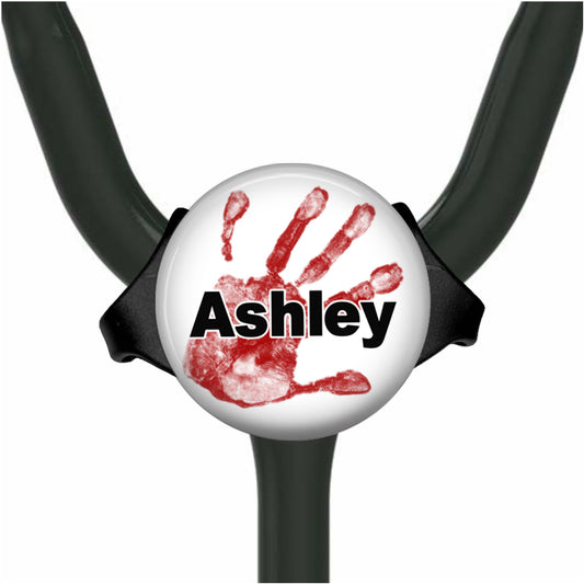 Emergency Handprint Yoke Stethoscope Id Name Tag Personalized