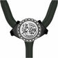 A black and white image of a stethoscope with a circular badge featuring a skull and the text "The Day You Deserve".