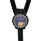 A black stethoscope with a personalized nameplate attached to it.