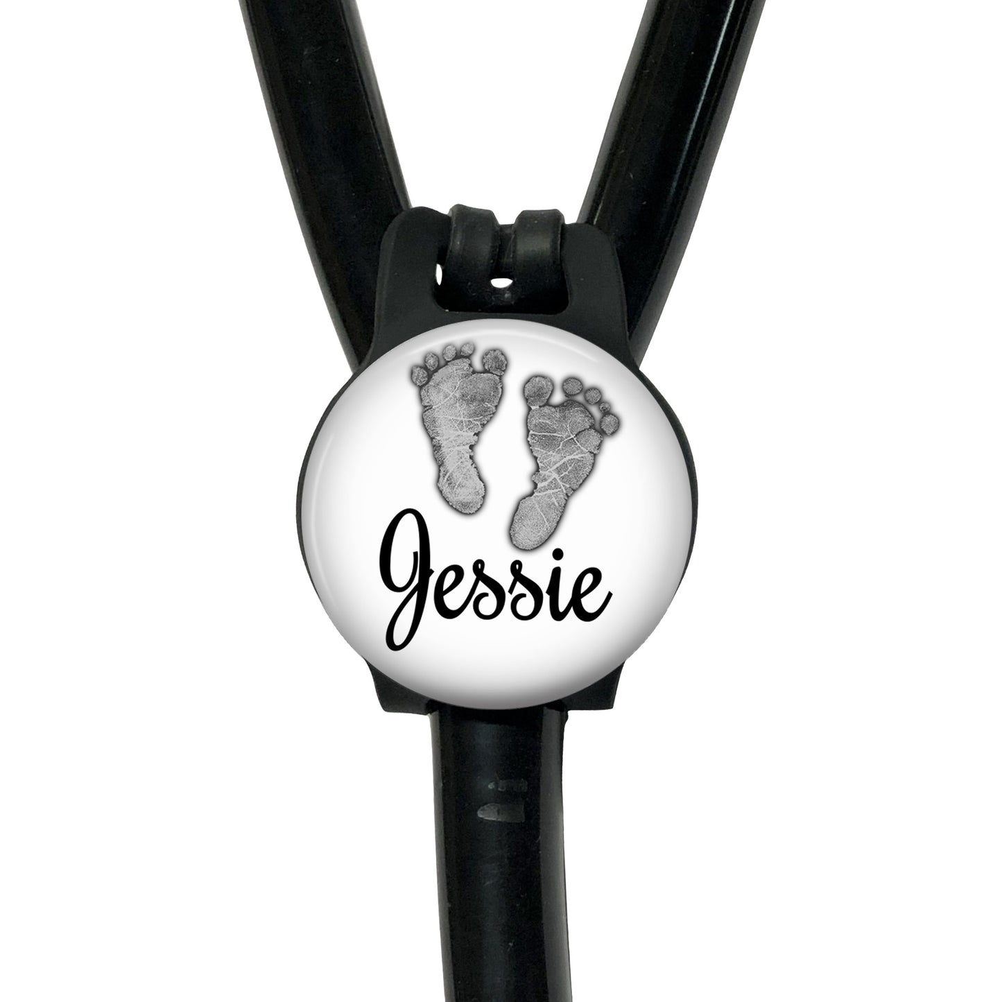 Baby Footprints Yoke Stethoscope Id Name Air Tag Holder Personalized