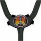 A black stethoscope with a circular badge featuring a skeleton wearing sunglasses and holding a sign that says "I'm fine, it's fine, everything's fine."