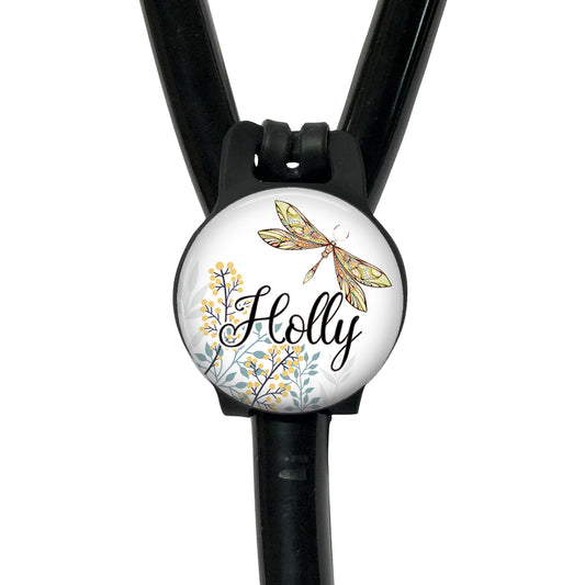 Dragonfly Meadow Stethoscope Id Name Air Tag Holder Personalized