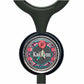 A black stethoscope with a colorful, decorative label featuring a pink flower and the name 'Kai Lynn'.