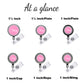 six different badge holders, each with a unique size and design. The badge holders are labeled with the name "Stacey" and are available in various sizes, including 1/inch, 1/inch/Plain, and 1 inch/Plain.