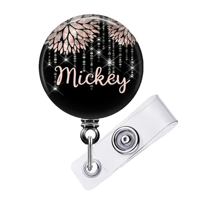 Retractable ID Badge Reel - Custom Badge Reel With Swivel Alligator Clip & Bling Bezel - 506