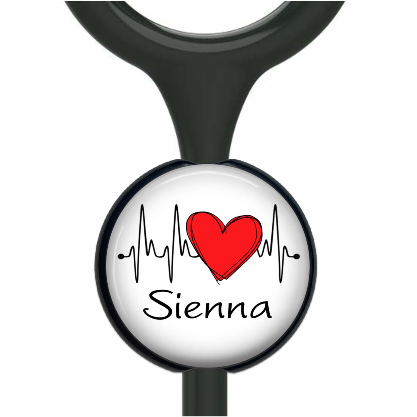 EKG Heart Stethoscope Id Tag Personalized - 10 Design Colors