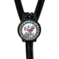 A black stethoscope with a decorative charm featuring a skull wearing a blue hat and the text "Coffee nurse prep" around it.