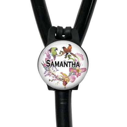 Personalized Stethoscope Tag – Adjustable Floral Butterfly Silicone Band - 629