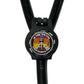 A black stethoscope with a circular badge featuring a skeleton wearing sunglasses and the text "I'm fine, it's fine, everything's fine"