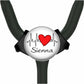 A stethoscope with a heart-shaped badge that says "Siena" and has a line graph or ECG symbol on it.