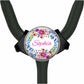 A stethoscope with a personalized name badge attached to it.