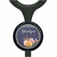 A black stethoscope with a circular charm featuring a floral design and the name "Karen" written on it.