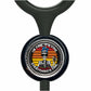 A black stethoscope with a circular charm featuring a skeleton wearing sunglasses and holding a drink, along with the text "I'm fine, it's fine. Everything's fine."