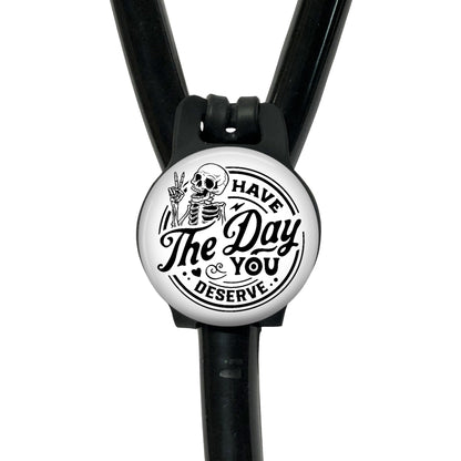 Skeleton Yoke Stethoscope Tag - Custom Stethoscope ID Tag, Adjustable Silicone Band - 902