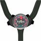 A black stethoscope with a decorative charm featuring a red flower and the name 'Kai Lynn' on it.