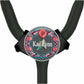 A black stethoscope with a colorful, patterned design on the front.