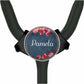 A stethoscope with a personalized nameplate attached to it.