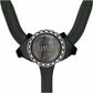 A black stethoscope with a silver-colored metal badge on the handle.