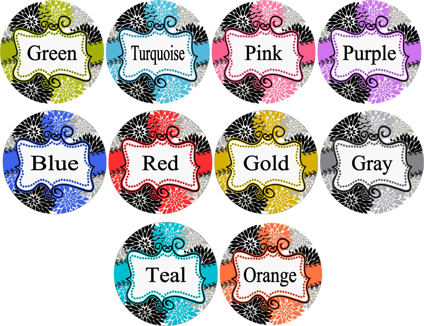 Colorful Flowers (10 choices) Stethoscope Id Tag