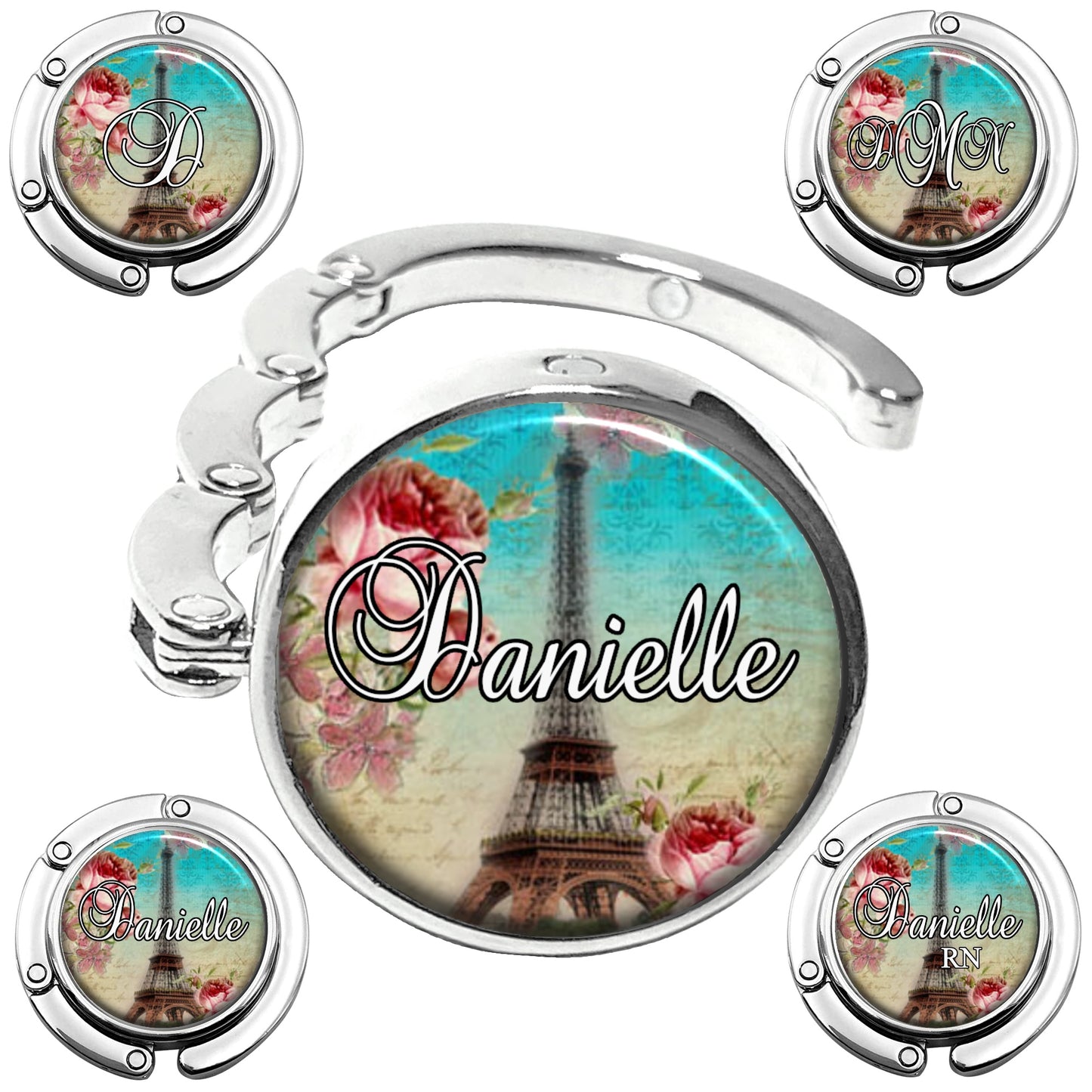 Paris Eiffel Tower Name Purse Hanger - Women's Bag Hanger for Table or Desk