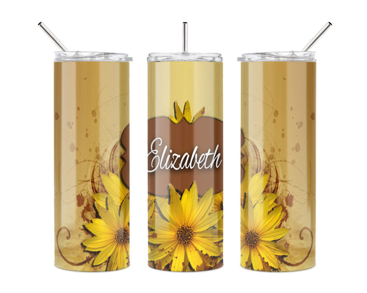 Bronze Sunflower 20 oz Skinny Tumbler