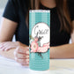 Teal and Pink Floral 20 oz Skinny Tumbler