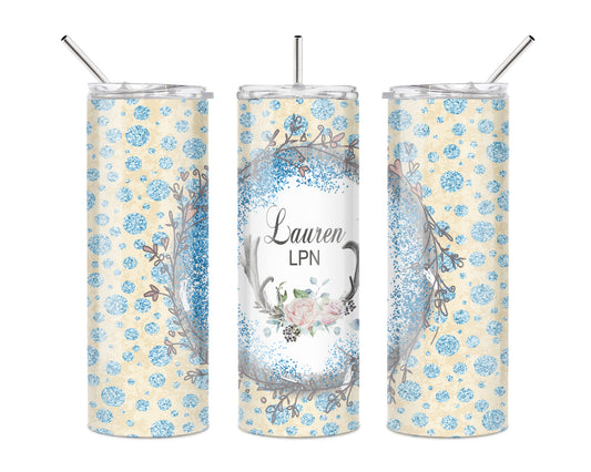 Deer Antlers Floral 20 oz Skinny Tumbler
